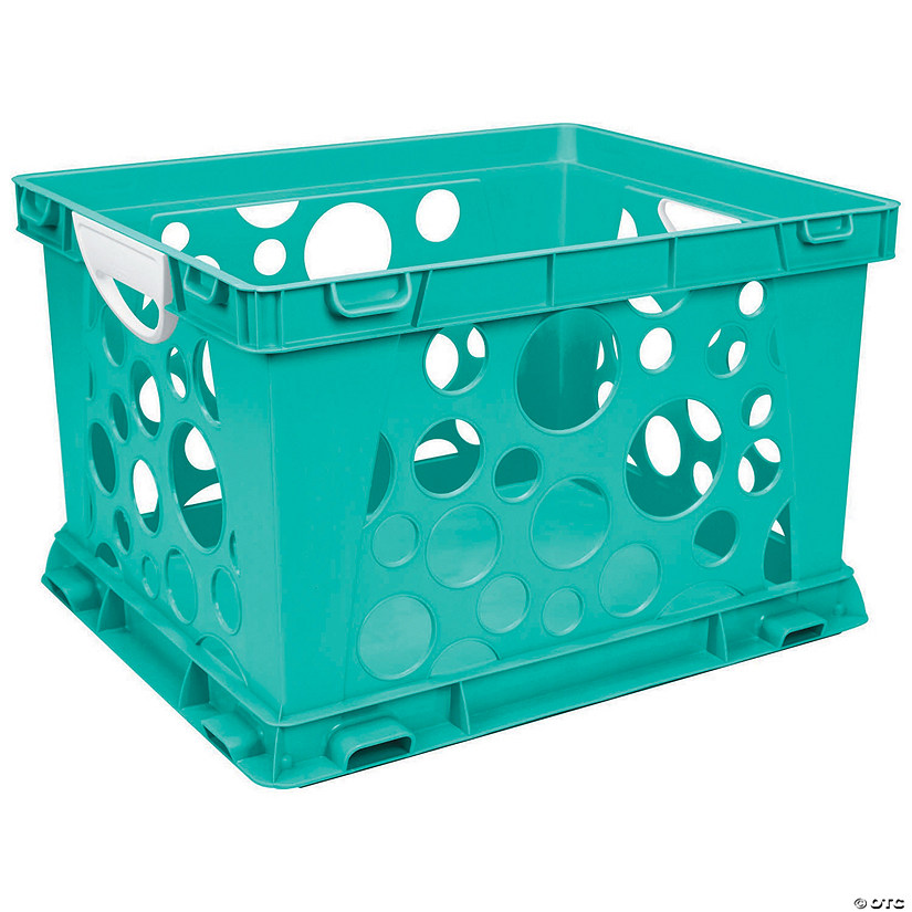 Storex Premium File Crate with Handles, Teal Oriental Trading