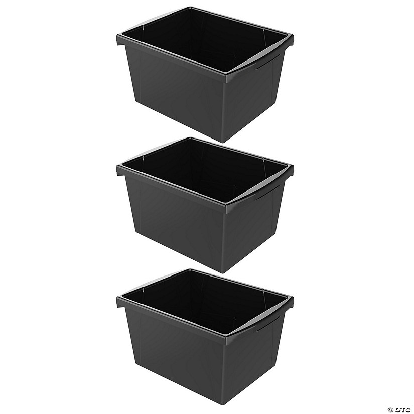 Storex Small Classroom Storage Bin, Black, Pack of 3 Image