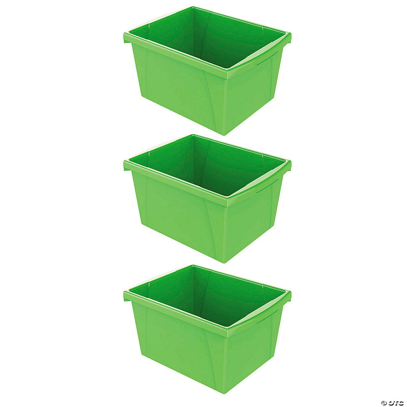Storex Small Classroom Storage Bin, Green, Pack of 3 Image