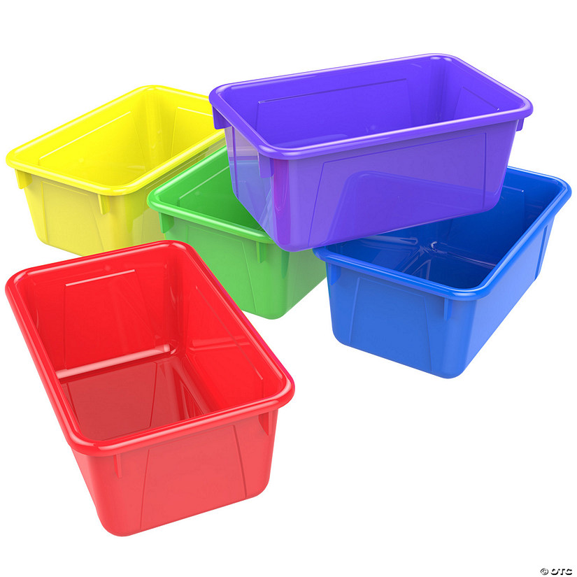 Storex Small Cubby Bin, Assorted Colors, Set of 5 Image