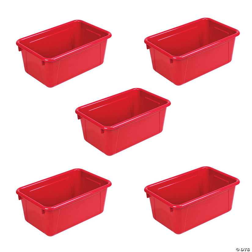 Storex Small Cubby Bin, Red, Pack of 5 Image