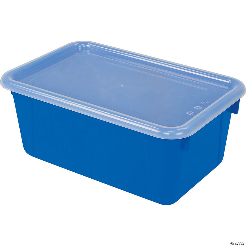 Storex Small Cubby Bin, with Cover, Classroom Blue, Set of 3 Image