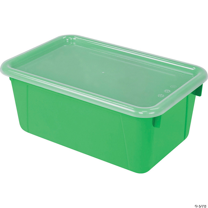 Storex Small Cubby Bin, with Cover, Classroom Green, Set of 3 Image