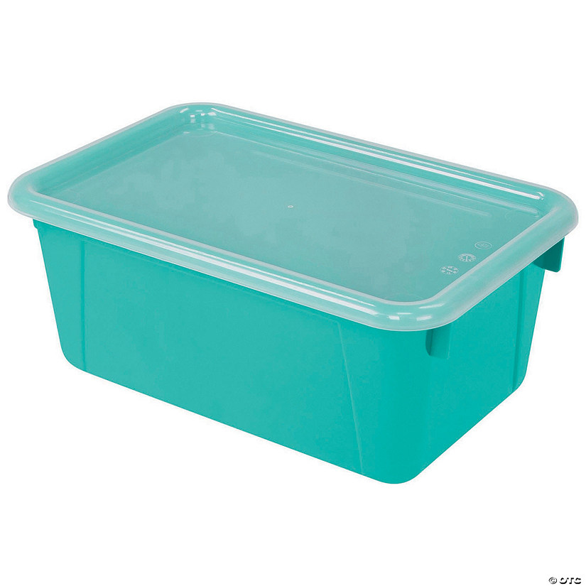 Storex Small Cubby Bin, with Cover, Classroom Teal, Set of 3 Image
