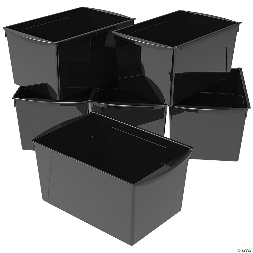 Storex Wide Book Bin, Black, Set of 6 Image