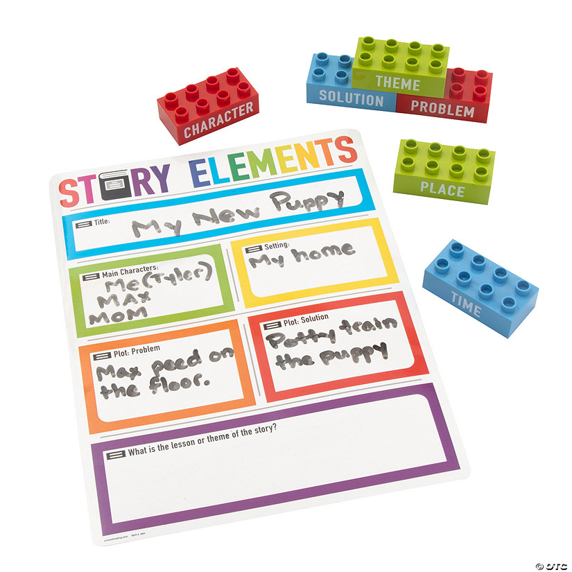 Story Elements Multicolor Plastic Stacking Blocks &amp; Dry Erase Mats Set &amp;#8211; 18 Pc. Image