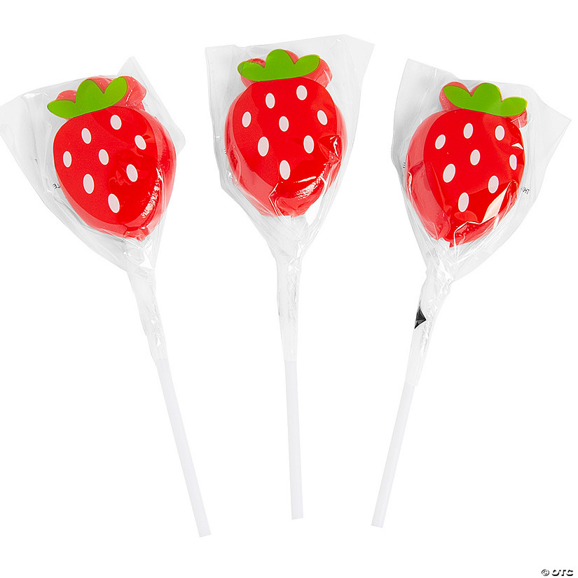 Strawberry Lollipops - 12 Pc. Image
