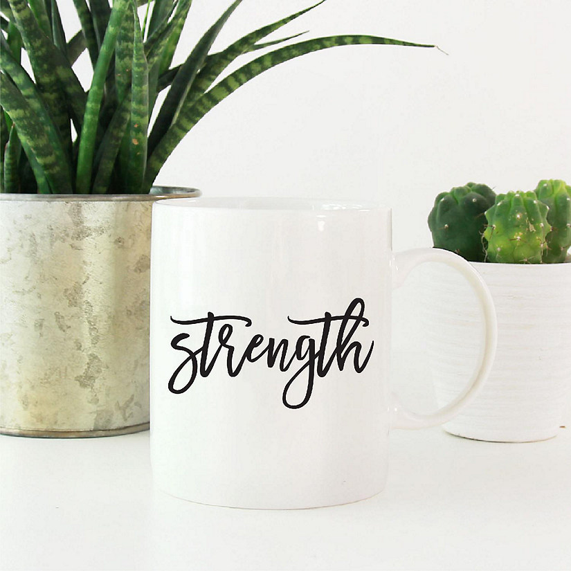 Strength Black Calligraphy Ceramic Mug Image