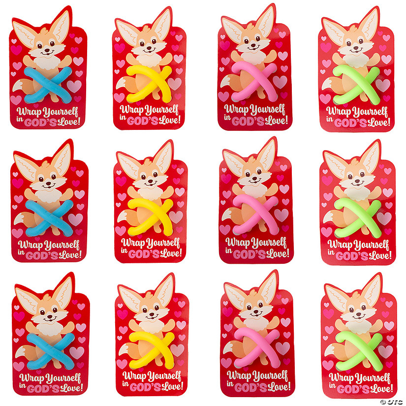 Stretchy Pastel Fidget String Valentine Exchanges with Religious Card for 12 Image