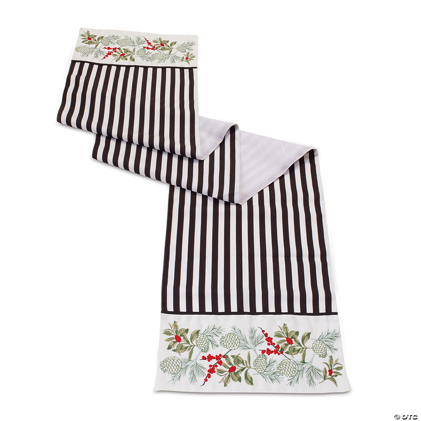 Striped Holiday Table Runner 72"L X 14"W Polyester Image