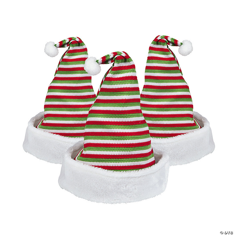Striped Knit Santa Hat - 6 Pc. Image
