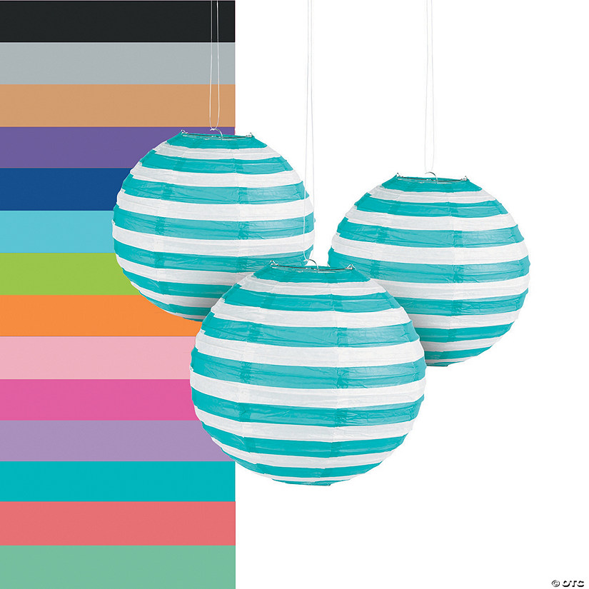 Striped Paper Lanternss - 6 Pc. Image
