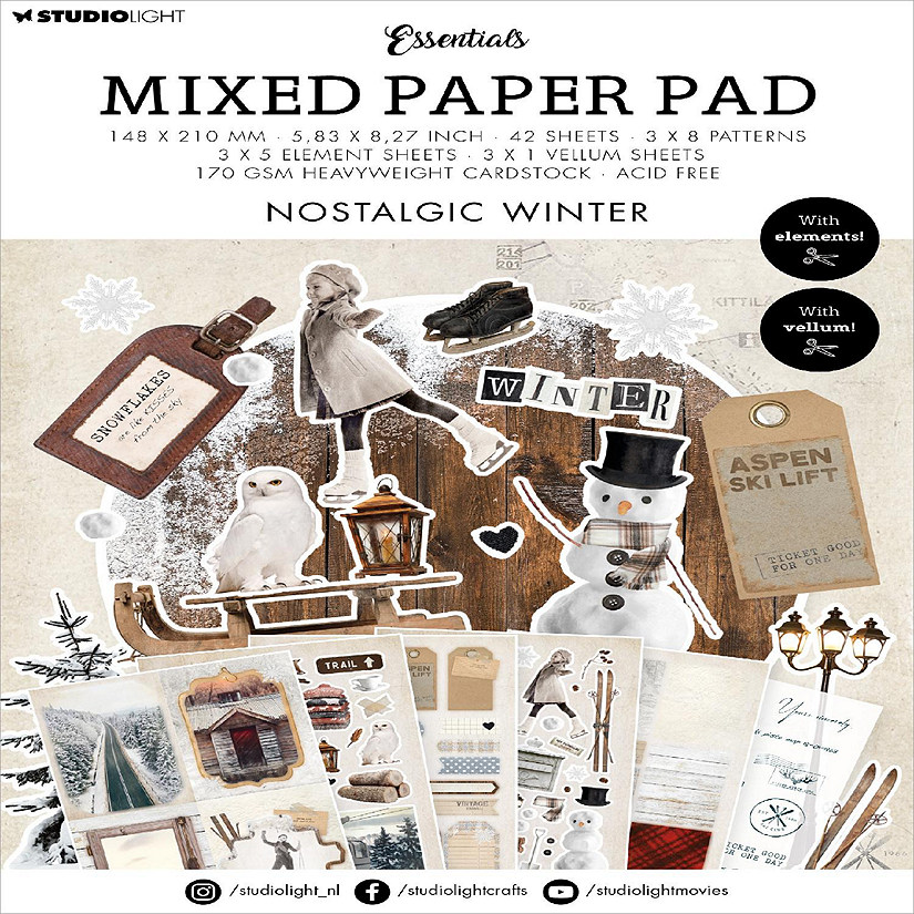 Studio Light Essentials Mixed Paper Pad 5.83"X8.25"-Nr. 28, Nostalgic Winter Image