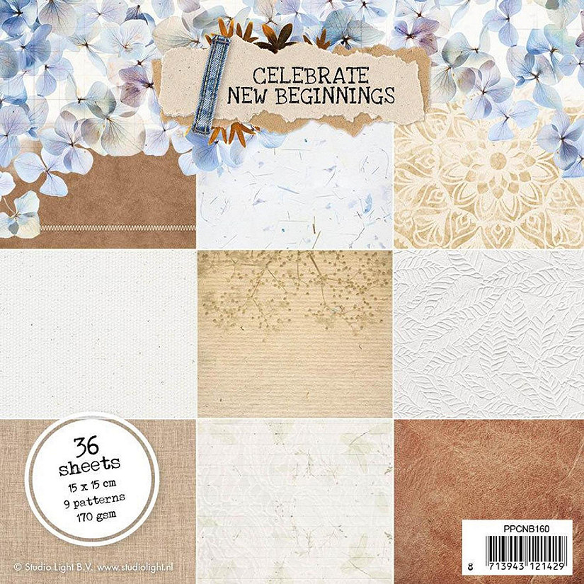 Studio Light Paper pad Pattern Paper Celebrate New Beginnings 150x150mm nr160 Image