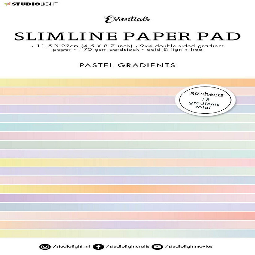 Studio Light SL Paper Pad Double Sided Gradient Pastel Slimline Essentials 115x220x5mm 36 sh nr30 Image