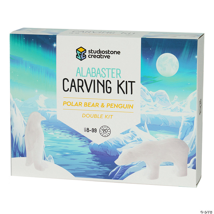 Studiostone Creative Polar Bear & Penguin Double Alabaster Carving Kit Image