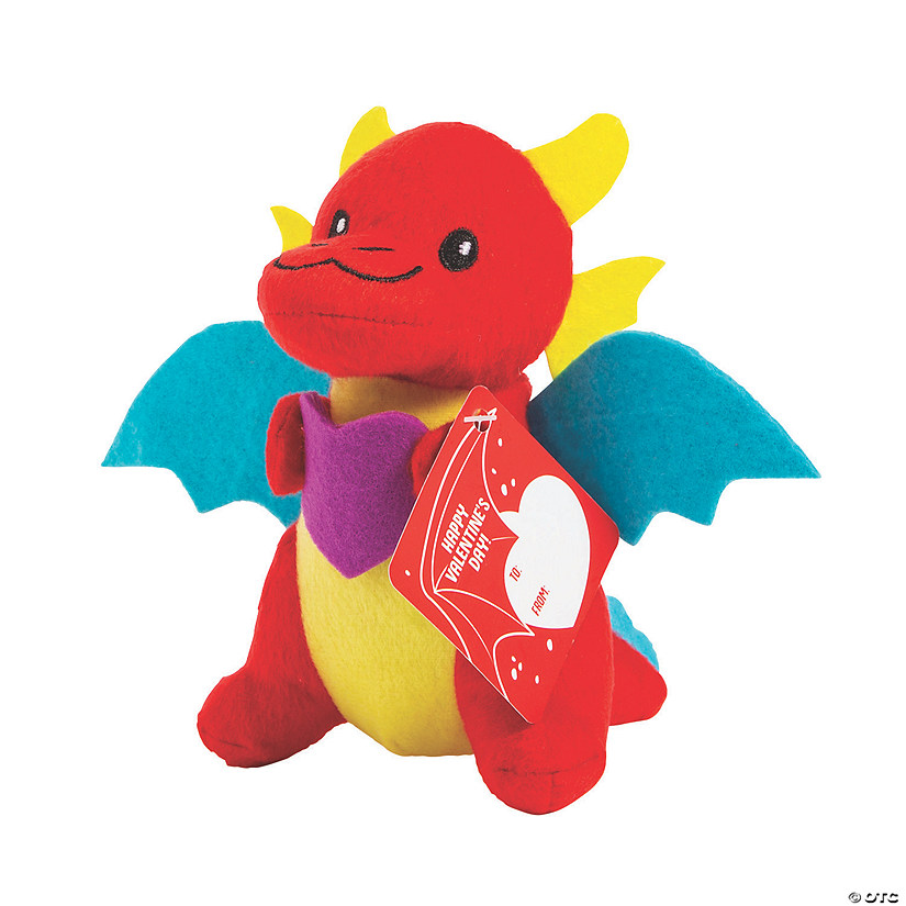 Stuffed Dragon Valentine Exchanges with Card for 12 Image