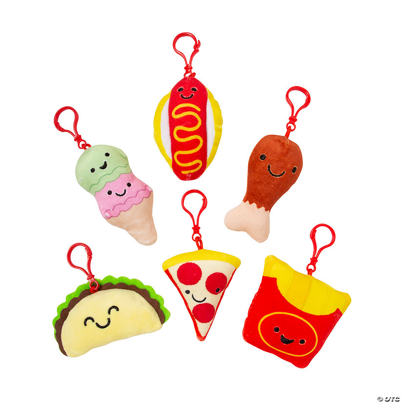 Stuffed Fast-Food Backpack Clip Keychains - 12 Pc. Image