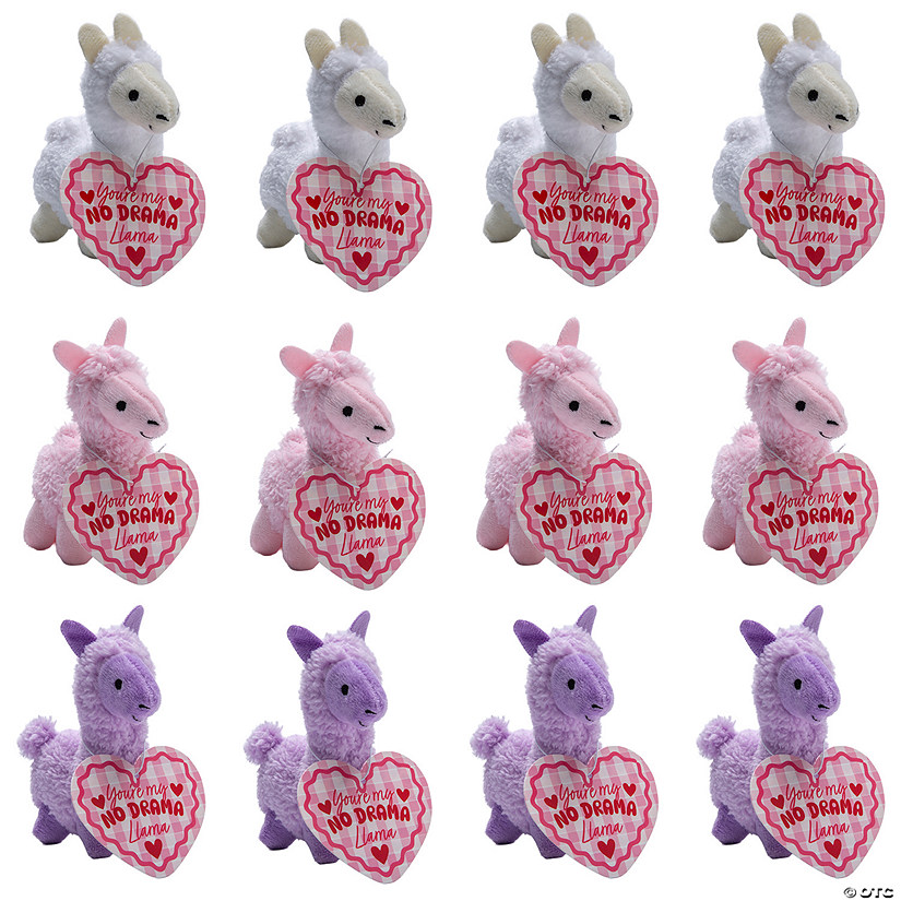 Stuffed Llama Valentine Exchanges with Card for 12 Image