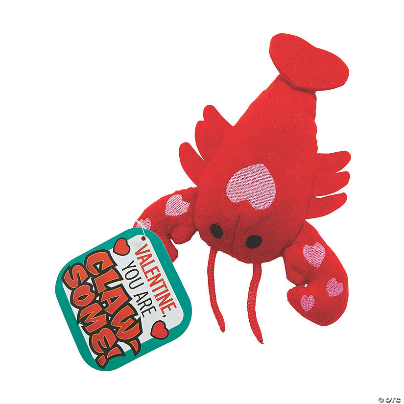 Stuffed Lobster Valentine Exchanges with Card for 12 Image