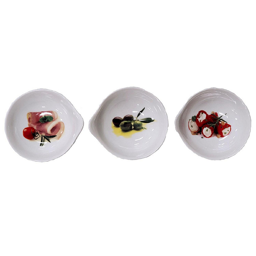 Stuffed Peppers Green Olives and Prosciutto Porcelain Tapas Bowls Set of 3 Image