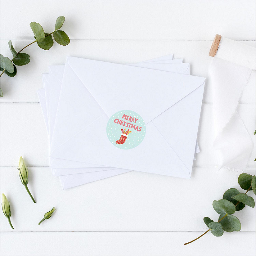 Stuffed Red Christmas Stocking Labels Image