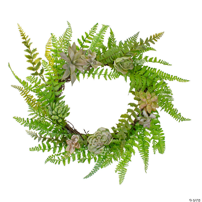Succulents and Foliage Artificial Spring Twig Wreath 22" Image