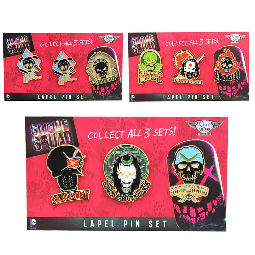 Suicide Squad Lapel Pins, Complete Set of 9 Image