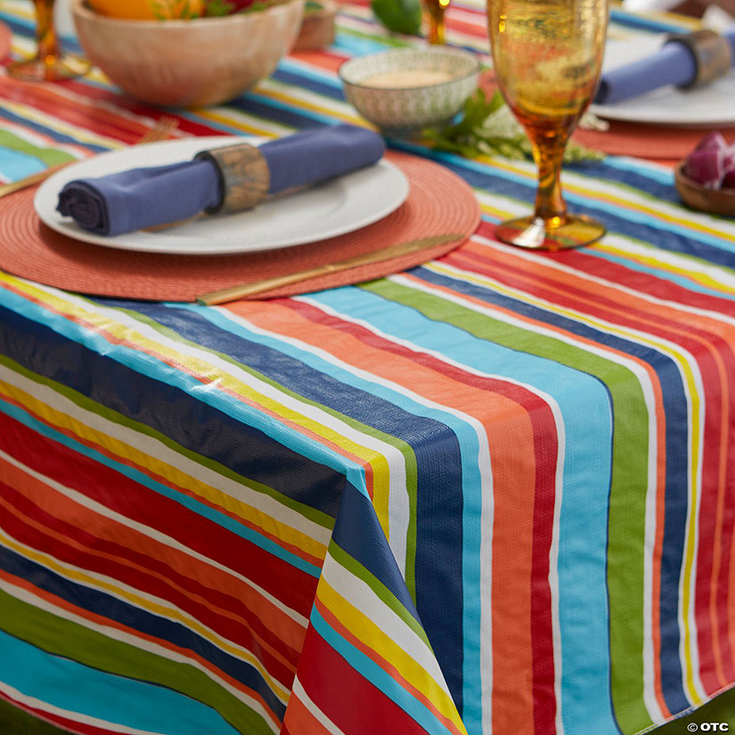 Summer Stripe Vinyl Tablecloth 60X102 Image