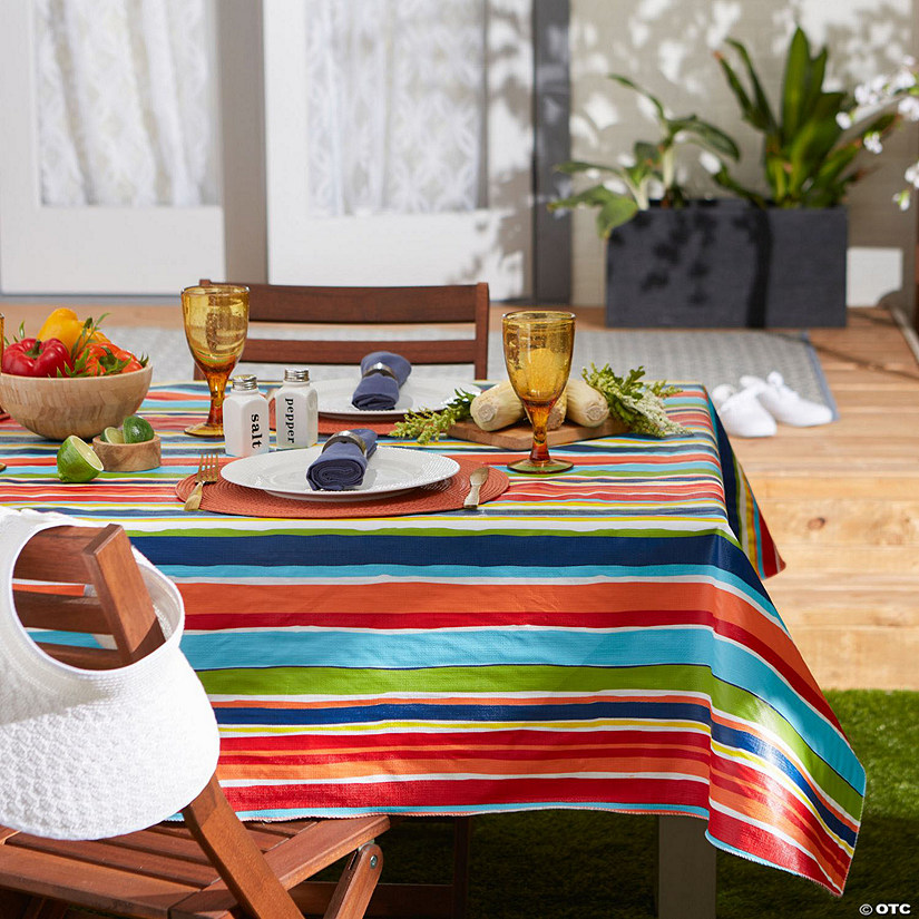 Summer Stripe Vinyl Tablecloth 60X84 Image