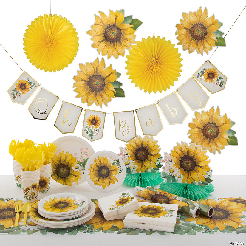 Sunflower Baby Shower Tableware Kit for 24 Guests