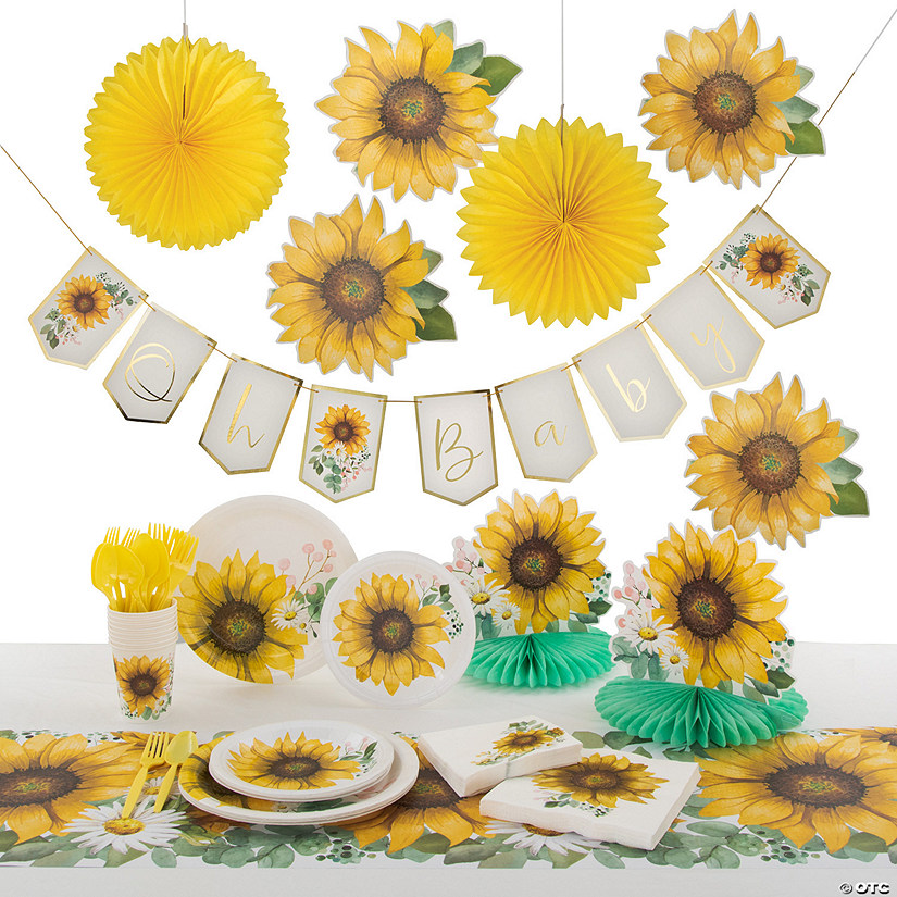 Sunflower Baby Shower Tableware Kit for 8 Guests Image