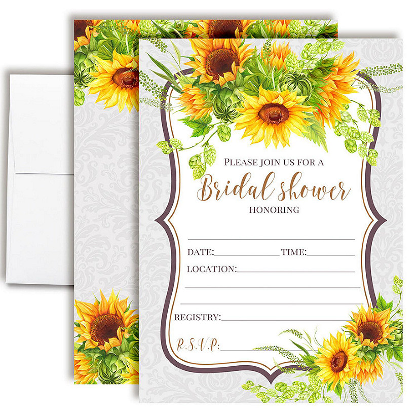 Sunflower Bridal Shower Party Invitations Image