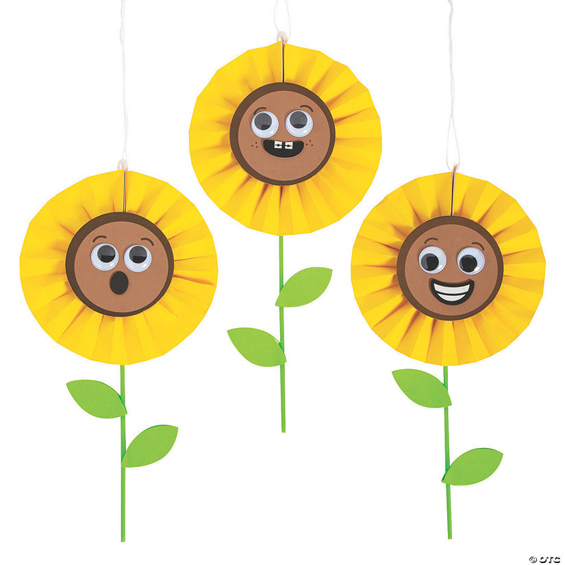 Sunflower Hanging Paper Fan Craft Kit - Makes 12 Image