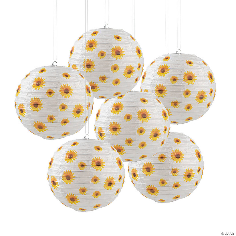 Sunflower Hanging Paper Lanterns - 6 Pc. Image
