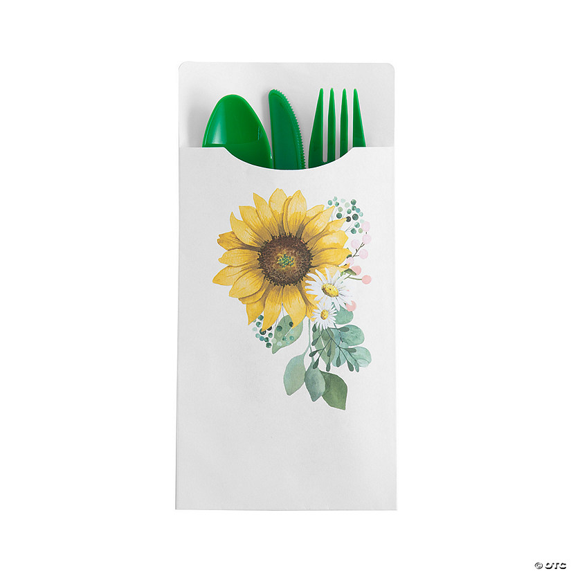 Sunflower Party Cutlery Silverware Holders - 12 Pc. Image