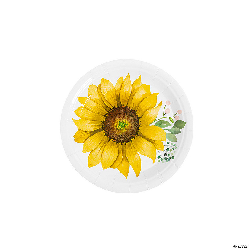 Sunflower Party Paper Dessert Plates - 8 Ct. Image