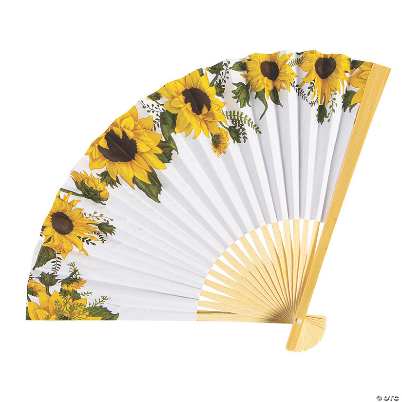 Sunflower Printed Folding Hand Fans - 12 Pc. Image