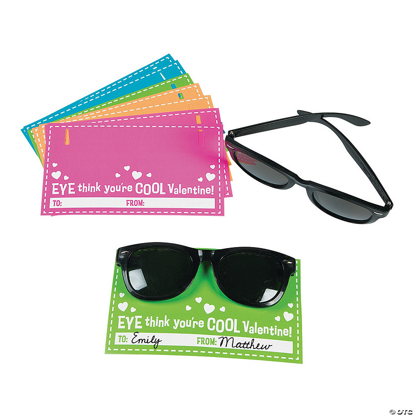 Sunglasses Valentine Exchanges with Card for 12 Image