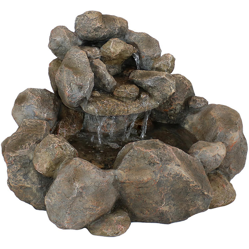 Sunnydaze 18"H Electric Resin Rocky Ravine Waterfall Outdoor Water Fountain Image