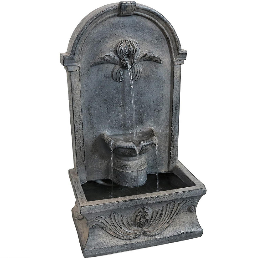 Sunnydaze 28"H Electric Glass Reinforced Concrete French-Inspired Design Outdoor Wall-Mount Water Fountain Image