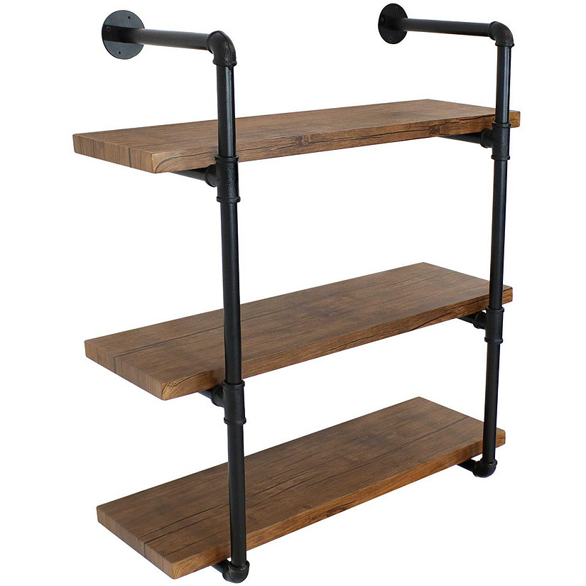 Sunnydaze 3 Shelf Industrial Style Pipe Frame Wall-Mounted Floating ...