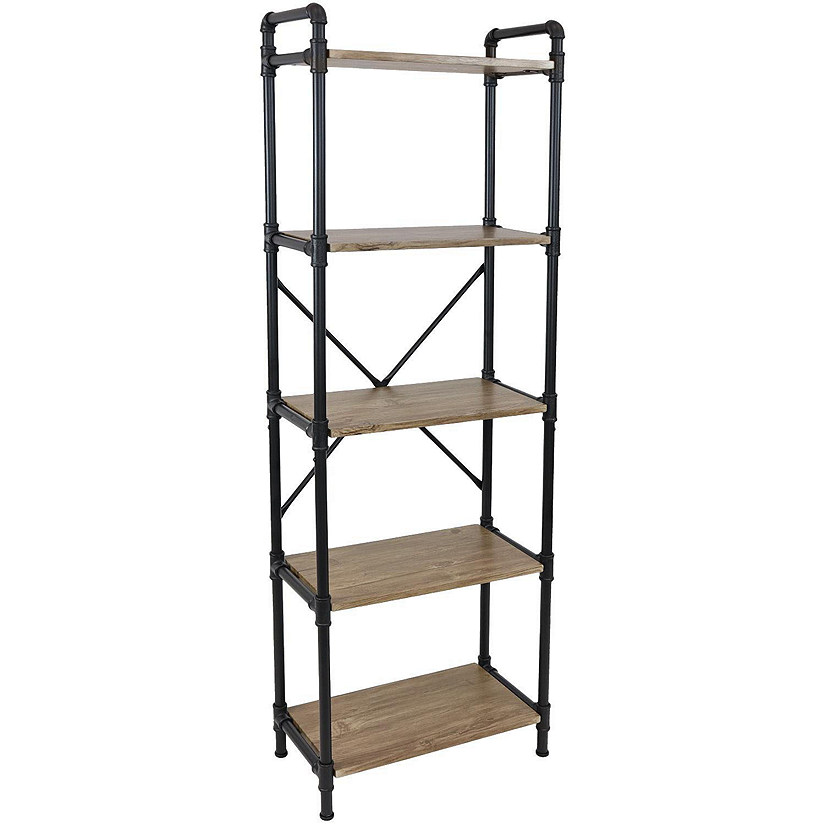 Free Standing Pipe Shelf, Rustic Bookcase, Industrial Shelve