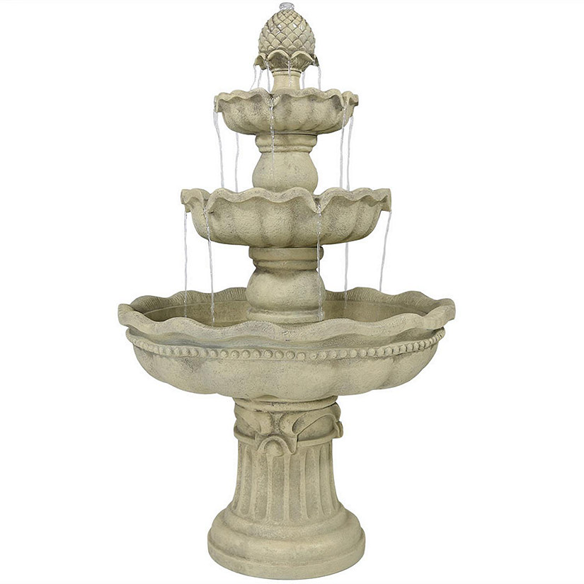Sunnydaze 51"H Electric Polyresin and Fiberglass 3-Tier Pineapple Top Outdoor Water Fountain Image