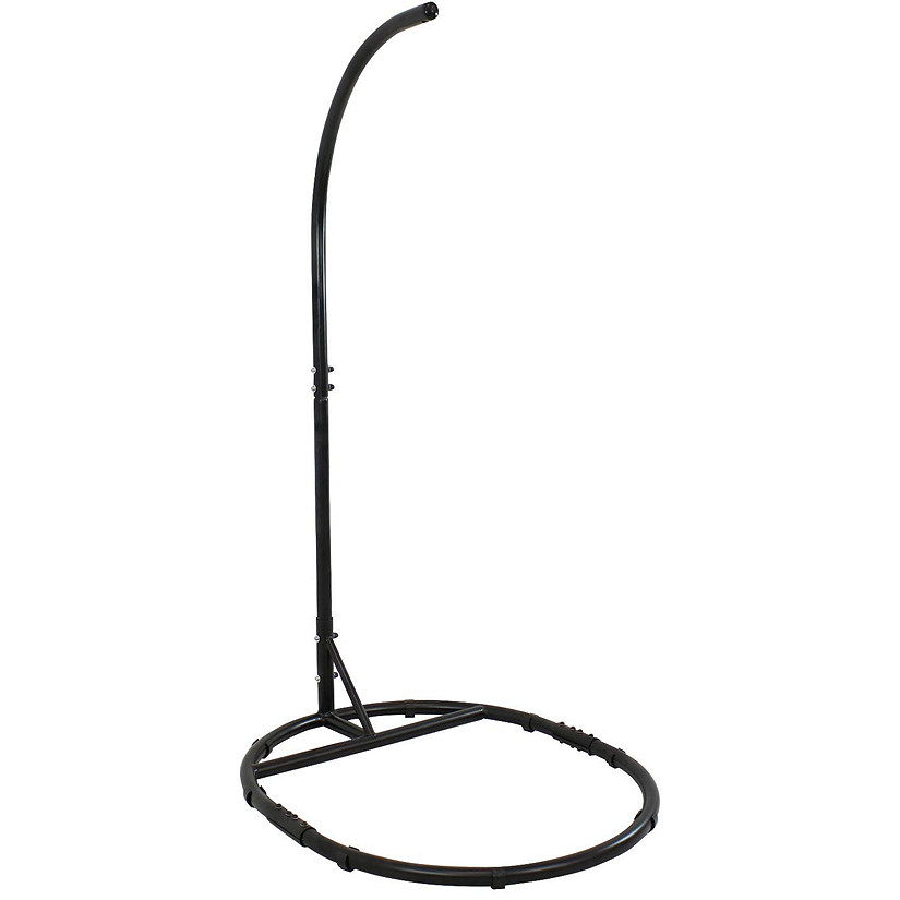 Sunnydaze Durable Indoor/Outdoor Egg Chair Stand with Extra-Wide Round Base, Hardware and Powder-Coated Finish - 76" H - Black Image
