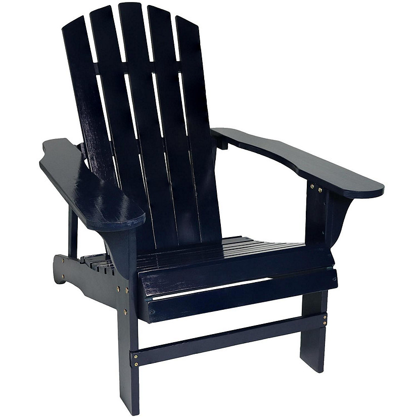 Sunnydaze Fir Wood Painted Finish Coastal Bliss Outdoor Adirondack Chair, Navy Blue Image