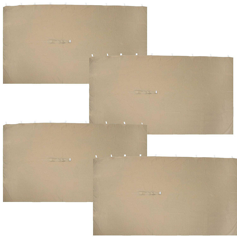 Sunnydaze Gazebo 4-Piece Polyester Sidewall Set for 10' x 13' Soft Top Rectangle Patio Gazebo - 125" W x 77" H - Tan Image