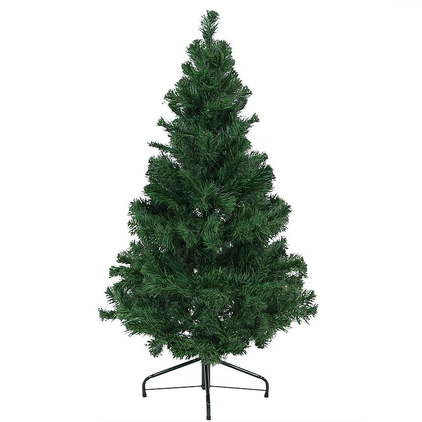 Sunnydaze Indoor Artificial Unlit Canadian Pine Full Christmas Tree with Metal Stand and Hinged Branches - 4' - Green Image