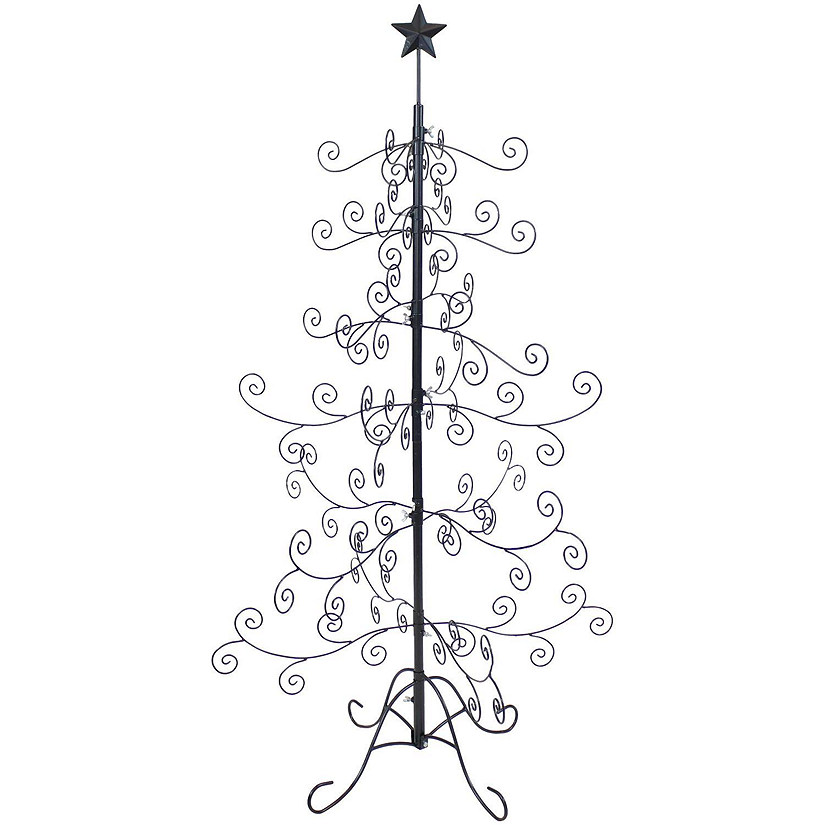 Sunnydaze Indoor Metal Noelle Christmas Holiday Ornament Craft Bauble Tree Holder Display - 60" - Black Image