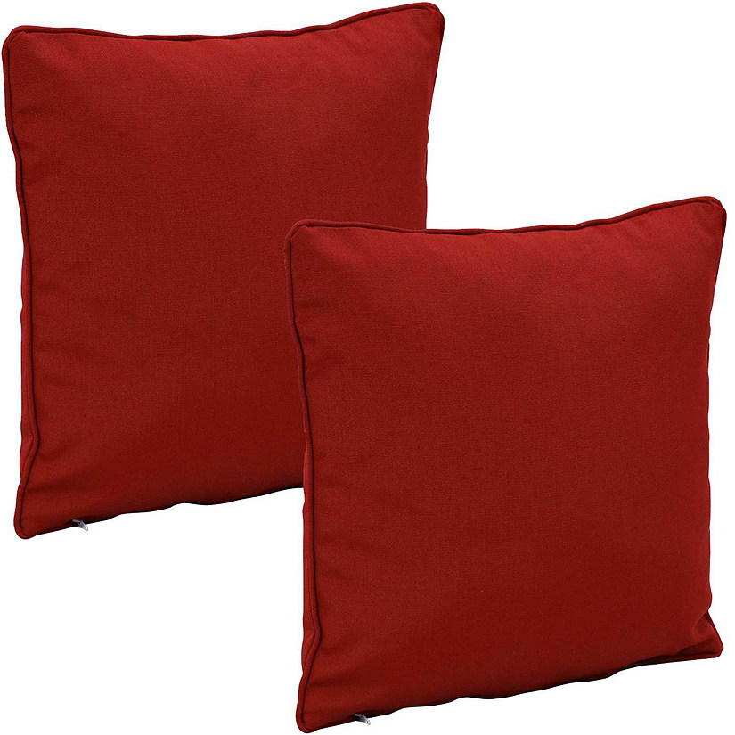 Sunnydaze Indoor/Outdoor Square Accent Decorative Throw Pillows for Patio or Living Room Furniture - 16" - Red - 2pk Image
